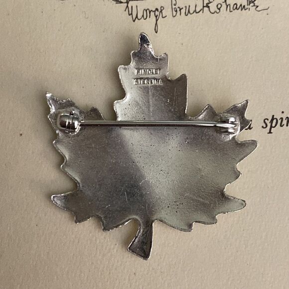 💛 925 Vintage Canadian Centennial Maple Leaf Brooch - Picture 3 of 4